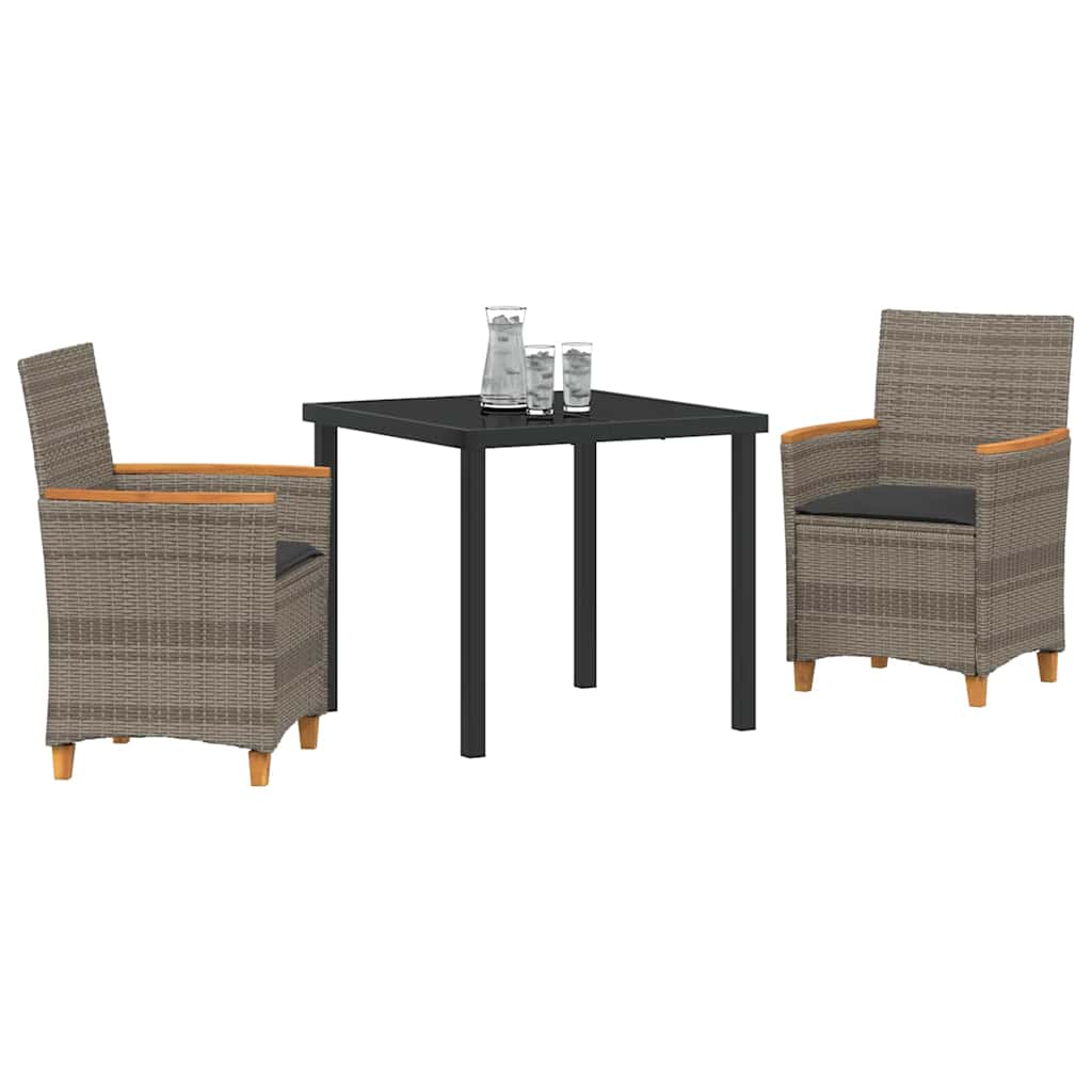 Ensemble de salle à manger pour jardin 3 pcs Gris polyrotin - XIOS
