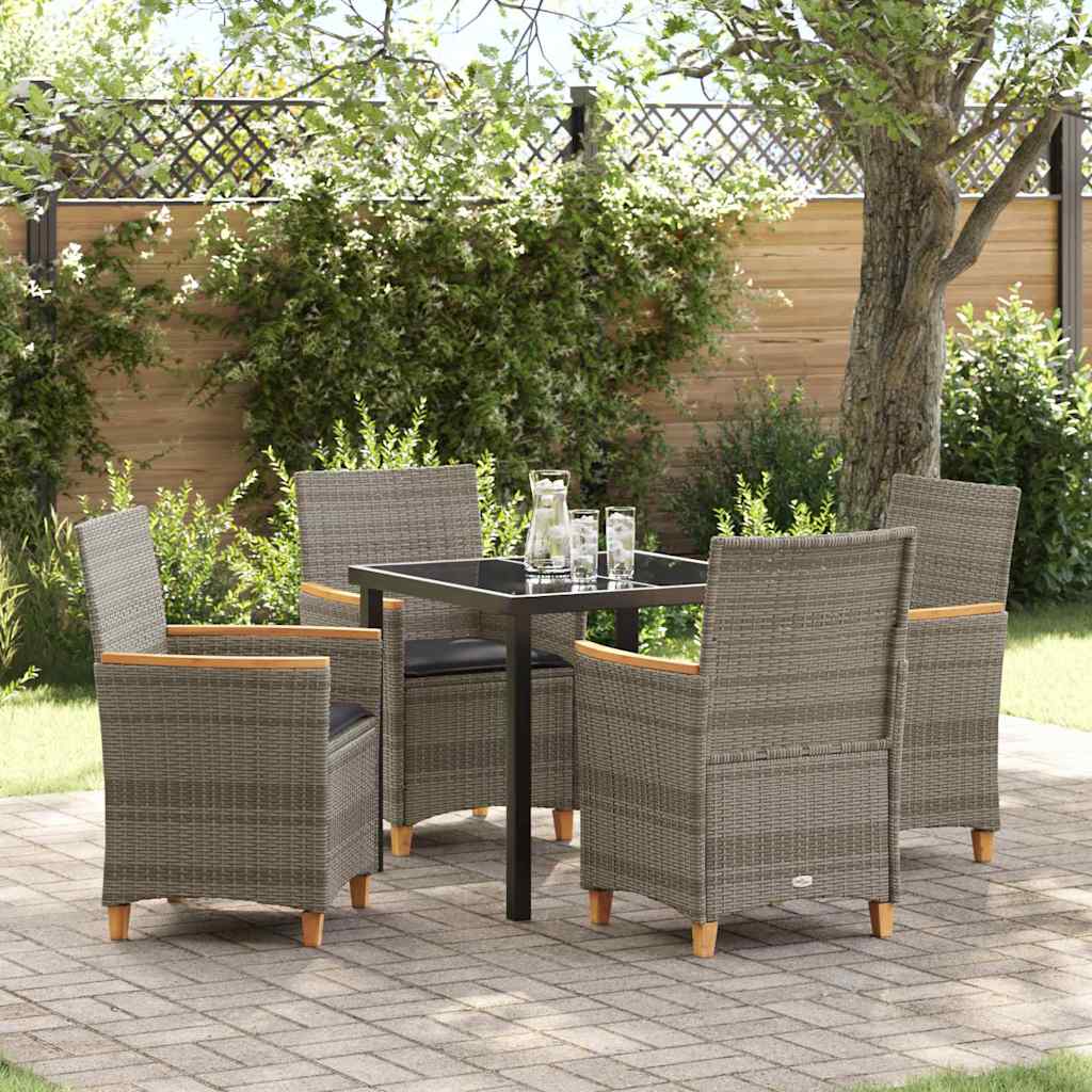 Ensemble de salle à manger pour jardin 5 pcs Gris polyrotin - XIOS