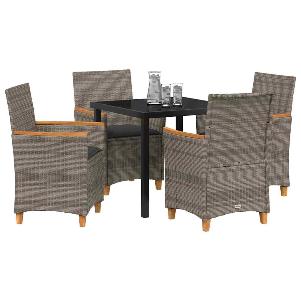 Ensemble de salle à manger pour jardin 5 pcs Gris polyrotin - XIOS