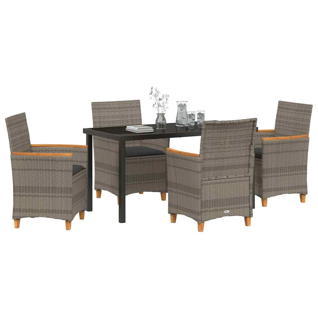 Ensemble de salle à manger pour jardin 5 pcs Gris polyrotin - XIOS