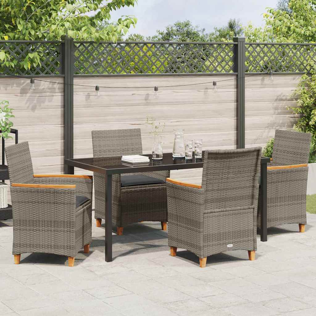 Ensemble de salle à manger pour jardin 5 pcs Gris polyrotin - XIOS