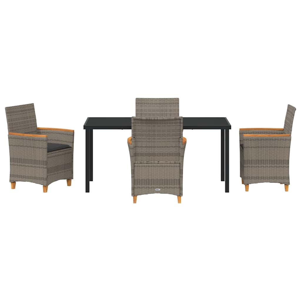 Ensemble de salle à manger pour jardin 5 pcs Gris polyrotin - XIOS