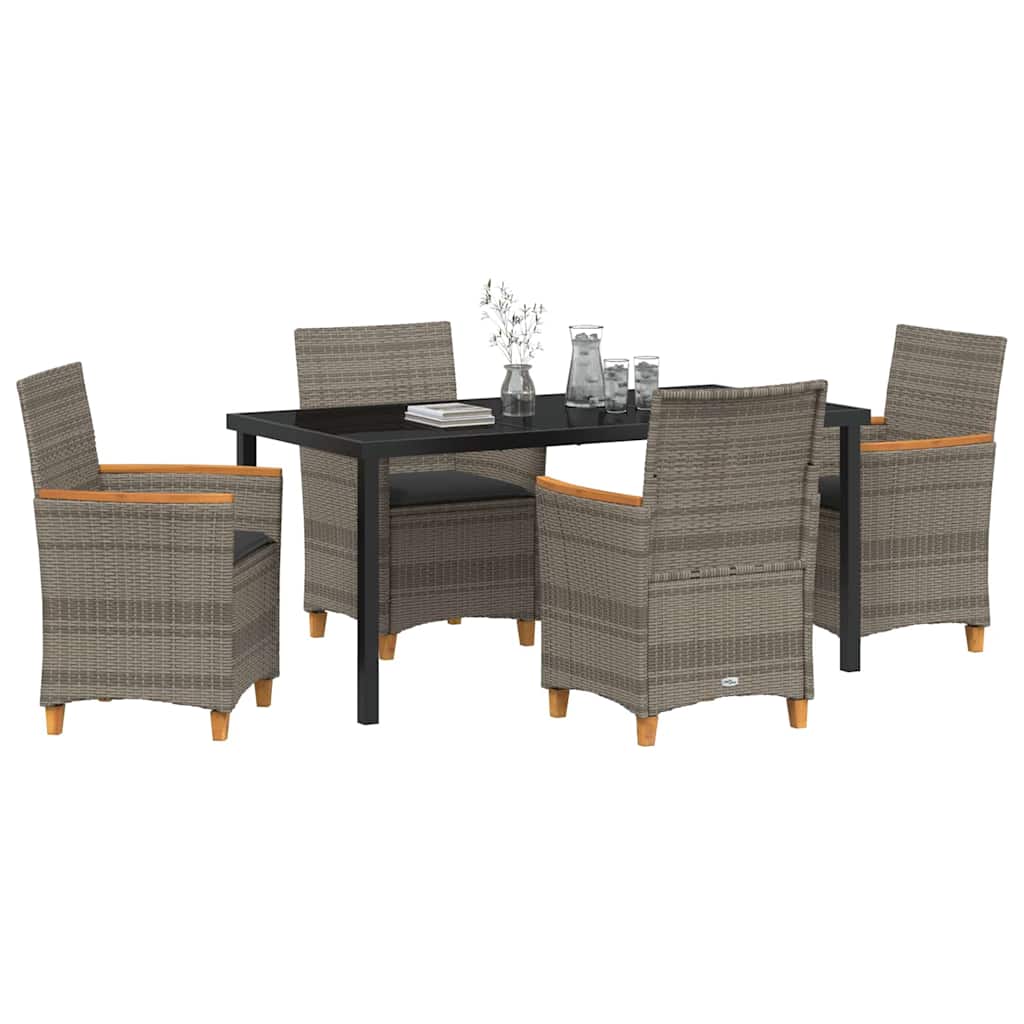 Ensemble de salle à manger pour jardin 5 pcs Gris polyrotin - XIOS