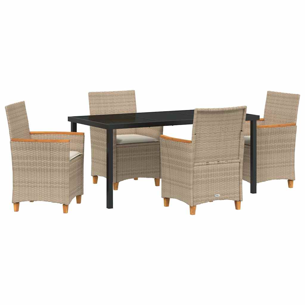 Ensemble de salle à manger pour jardin 5 pcs Beige polyrotin - XIOS