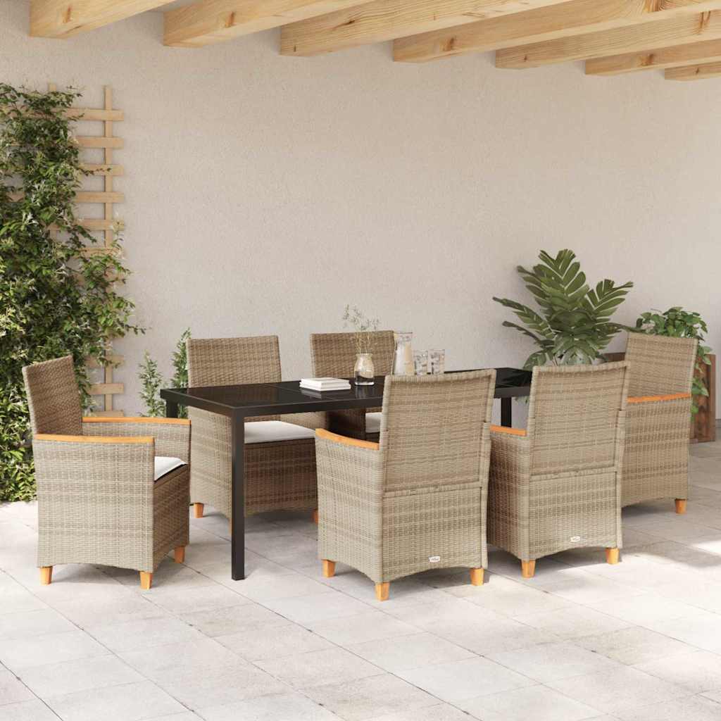 Ensemble de salle à manger pour jardin 7 pcs Beige polyrotin - XIOS