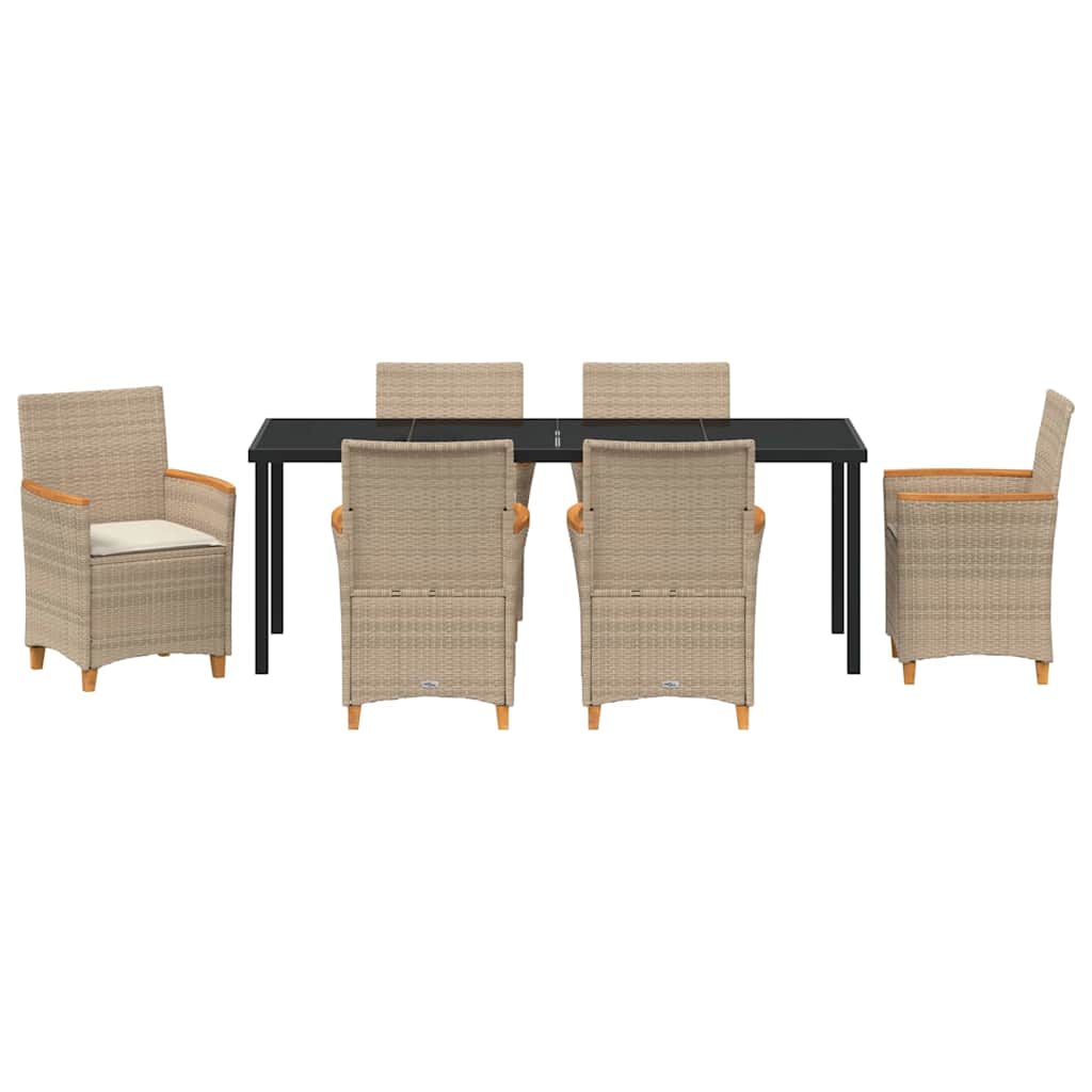 Ensemble de salle à manger pour jardin 7 pcs Beige polyrotin - XIOS