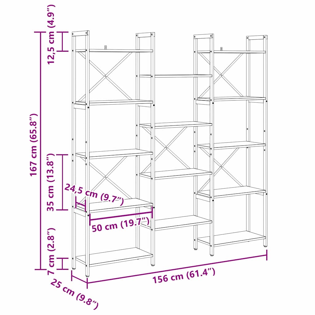 Étagère Chêne fumé 156 x 25 x 167.5 cm Bois d'ingénierie - XIOS