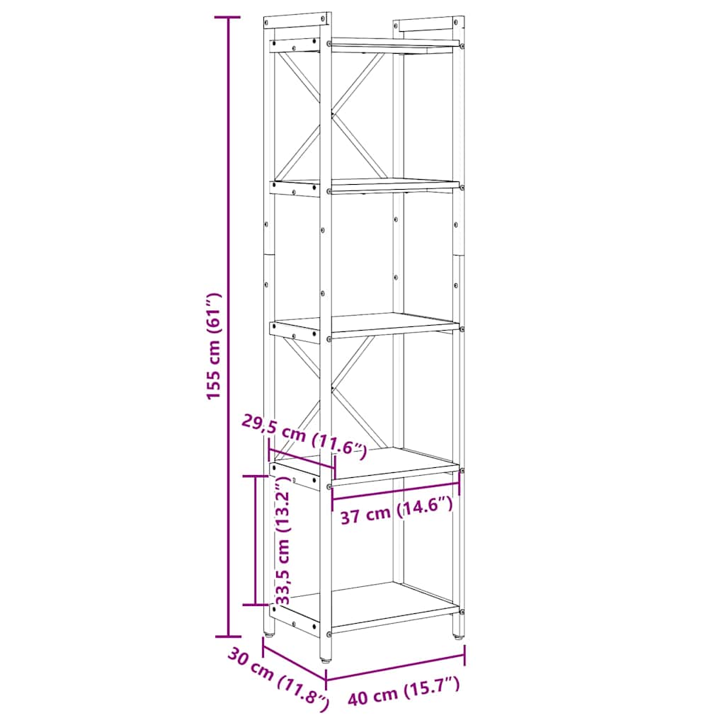 Bibliothèque Chêne sonoma 40 x 30 x 153 cm Bois d'ingénierie - XIOS