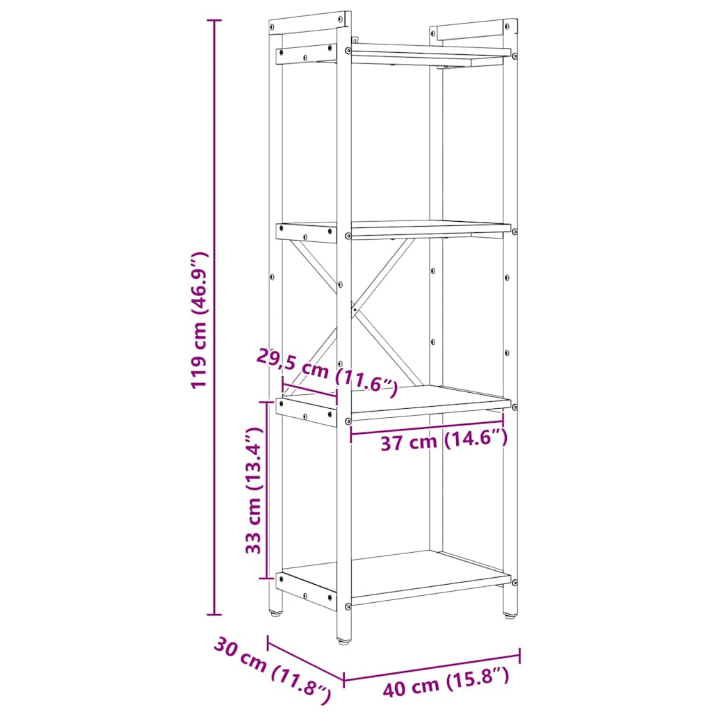 Étagère 40 x 30 x 119 cm Bois d'ingénierie Bois ancien - XIOS