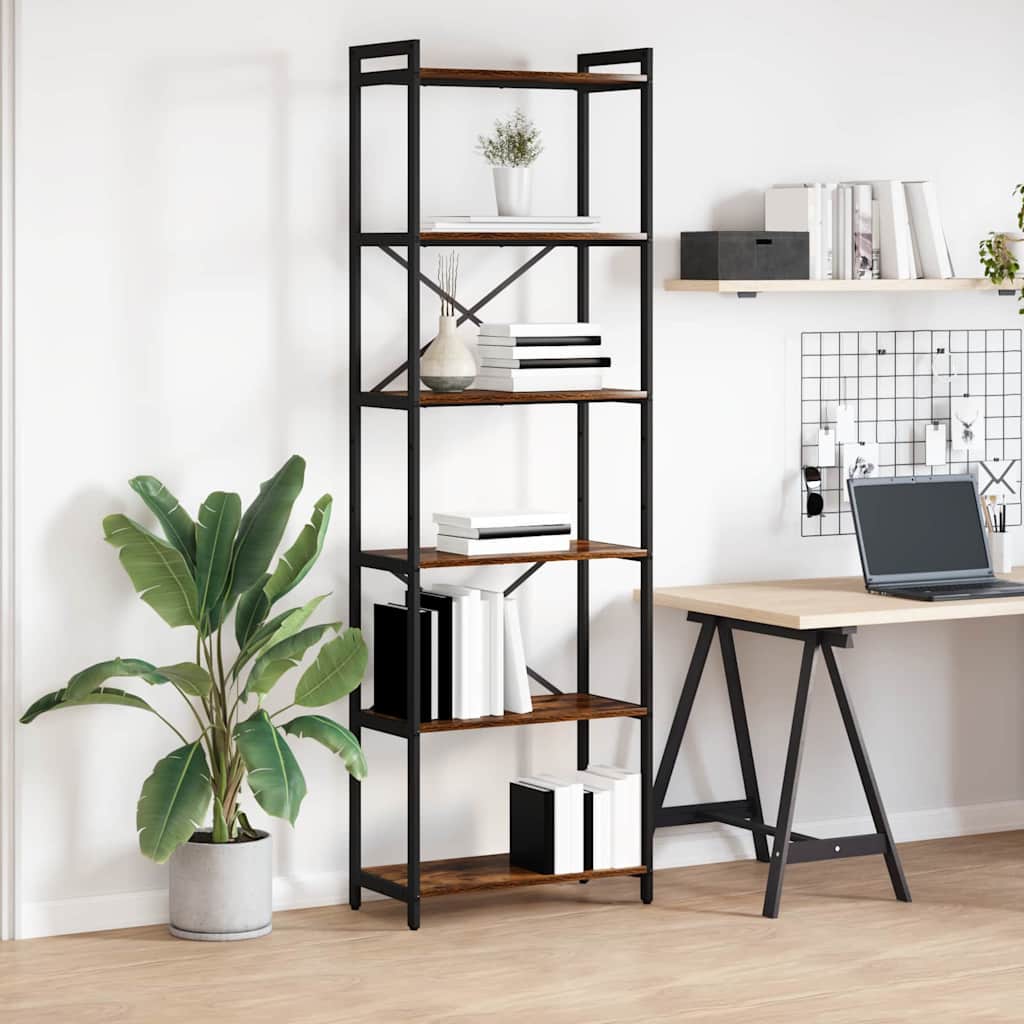 Bibliothèque Chêne fumé 60 x 30 x 188 cm Bois d'ingénierie - XIOS