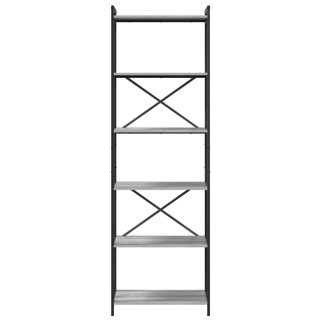 Bibliothèque Sonoma gris 60 x 30 x 188 cm Bois d'ingénierie - XIOS