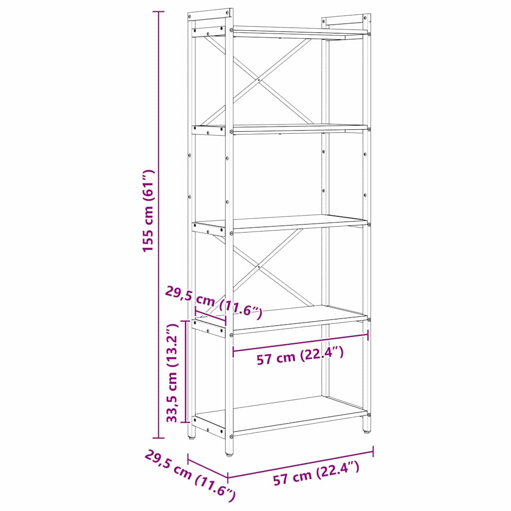 Bibliothèque Chêne sonoma 60 x 30 x 153 cm Bois d'ingénierie - XIOS