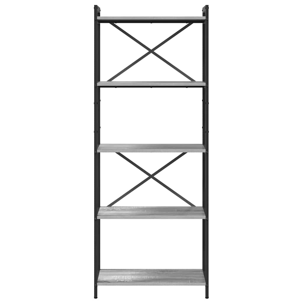 Bibliothèque Sonoma gris 60 x 30 x 153 cm Bois d'ingénierie - XIOS