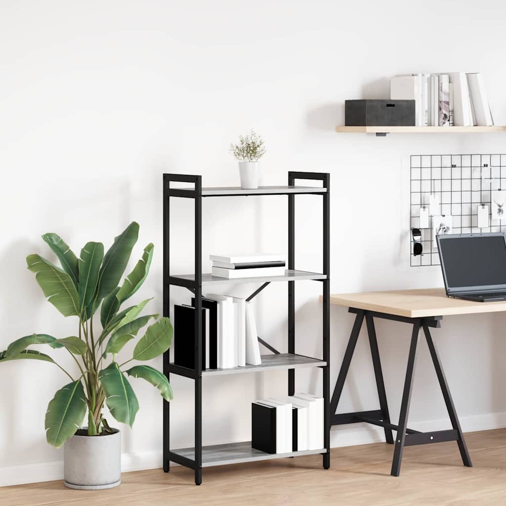 Bibliothèque Sonoma gris 60 x 30 x 118 cm Bois d'ingénierie - XIOS