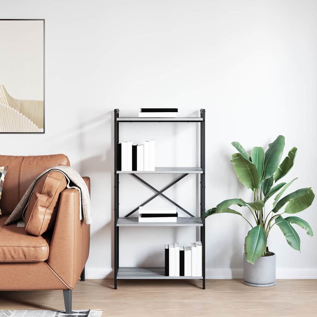 Bibliothèque Sonoma gris 60 x 30 x 118 cm Bois d'ingénierie - XIOS