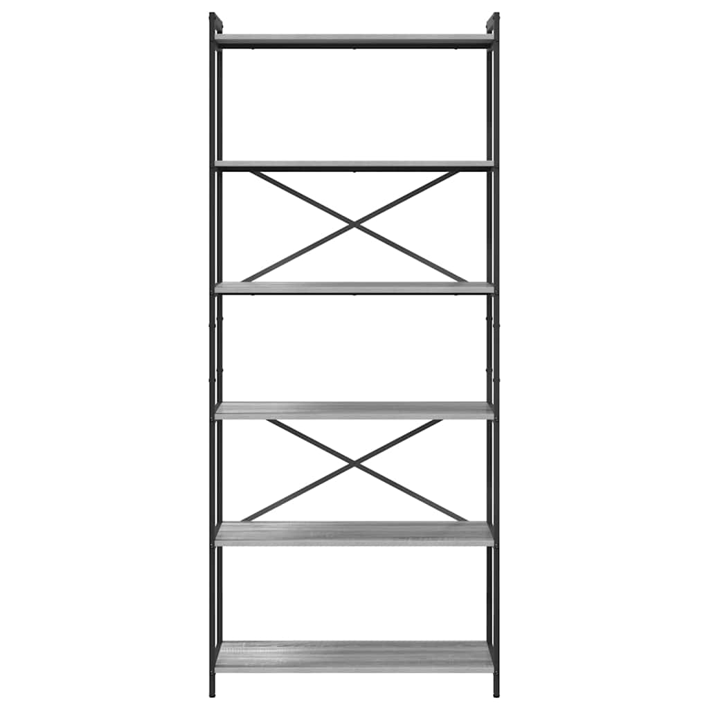 Bibliothèque Sonoma gris 80 x 30 x 188 cm Bois d'ingénierie - XIOS