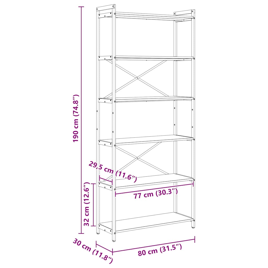 Bibliothèque chêne artisanal 80 x 30 x 188 cm Bois d'ingénierie - XIOS