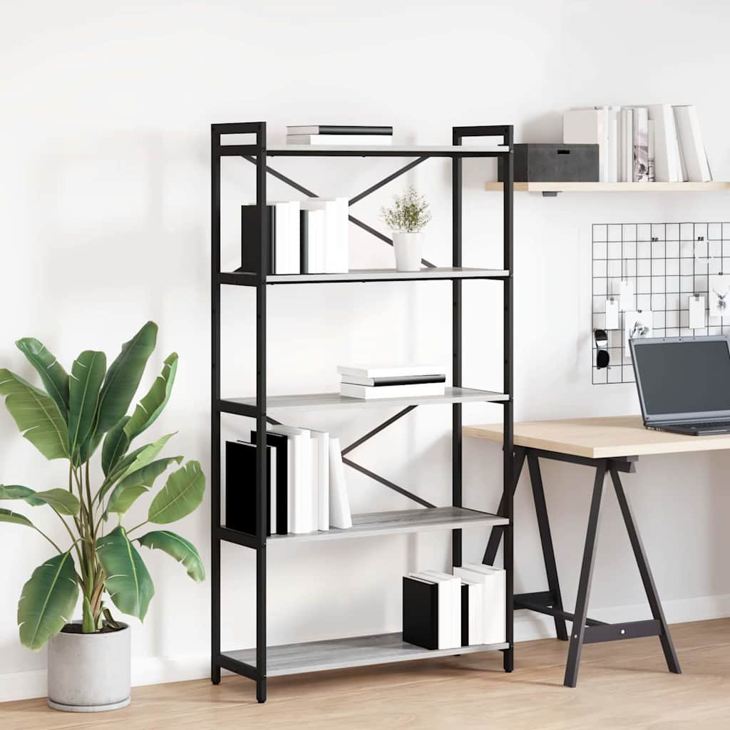 Bibliothèque Sonoma gris 80 x 30 x 153 cm Bois d'ingénierie - XIOS