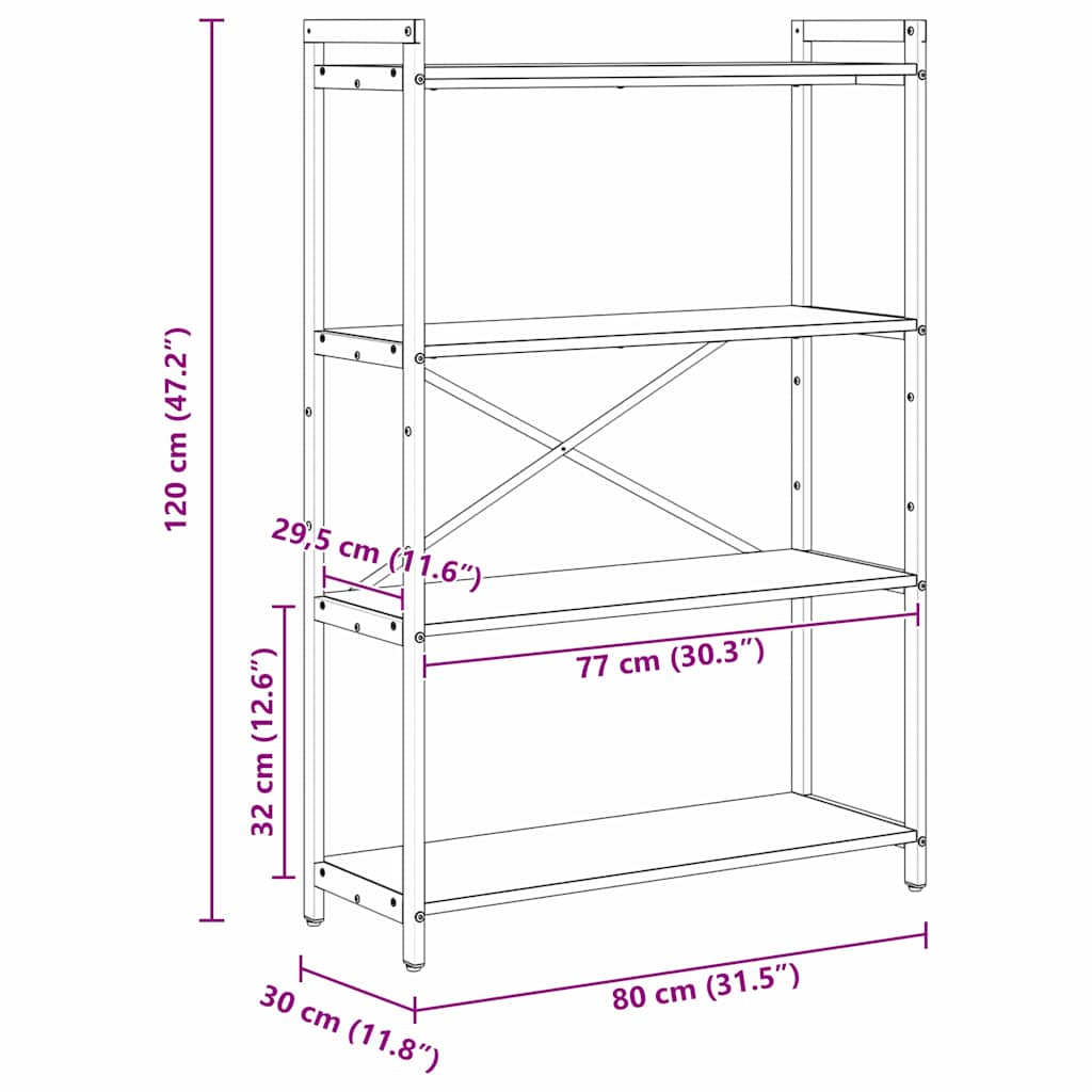 Étagère Chêne noir 80 x 30 x 120 cm Bois d'ingénierie - XIOS