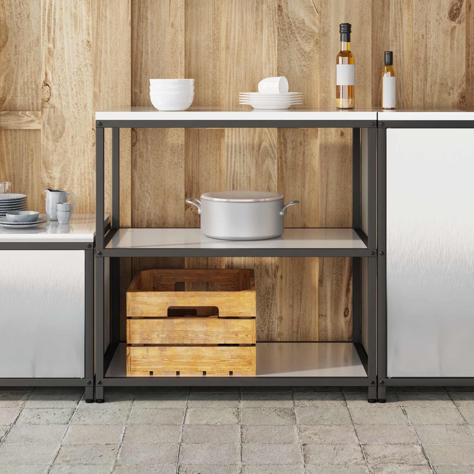 Étagère de Cuisine HATTEM Argenté 90 x 50 x 92 cm Acier - XIOS
