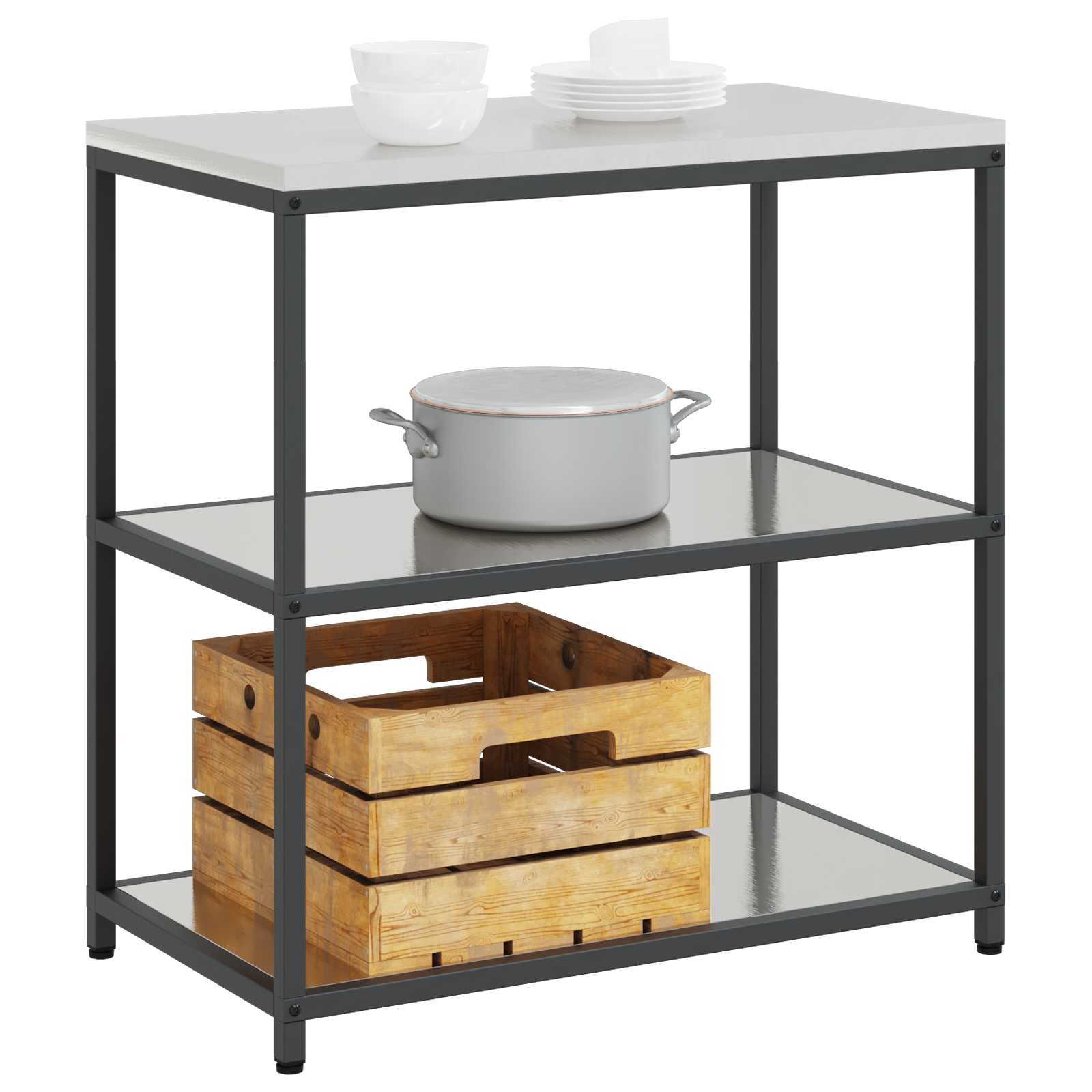 Étagère de Cuisine HATTEM Argenté 90 x 50 x 92 cm Acier - XIOS
