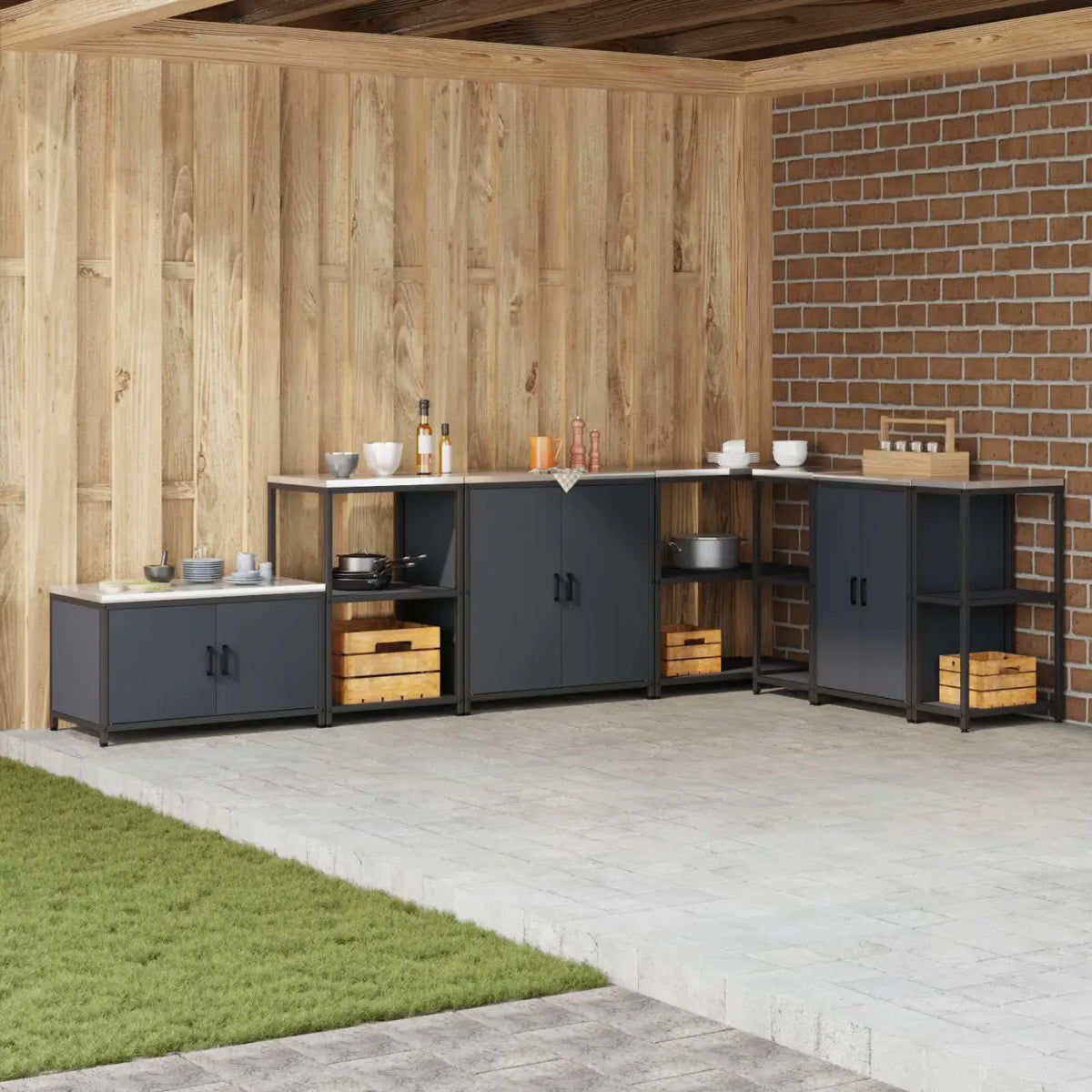 Meuble de rangement de cuisine HATTEM Anthracite Acier - XIOS