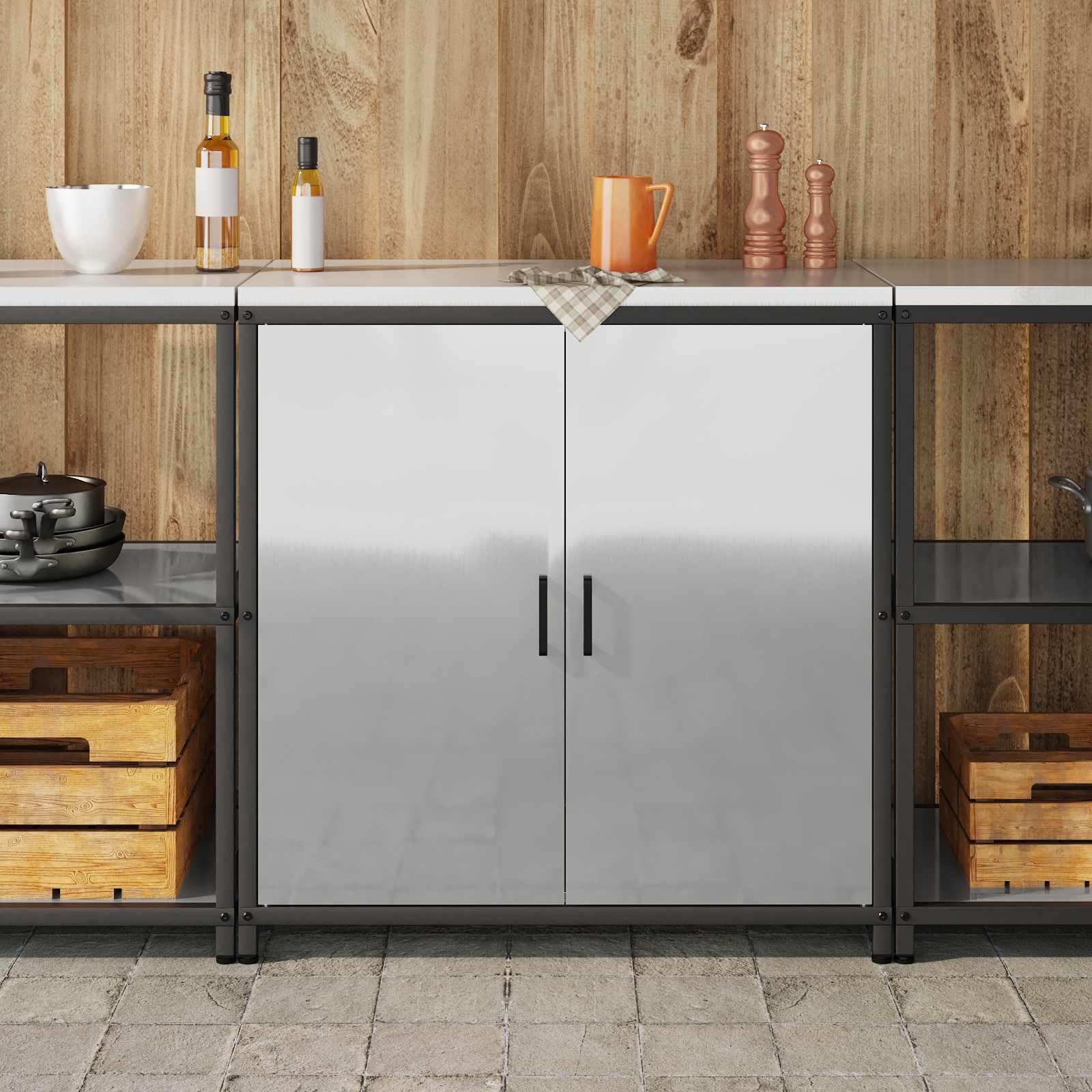 Meuble de rangement de cuisine HATTEM Argenté 90 x 50 x 92 cm - XIOS