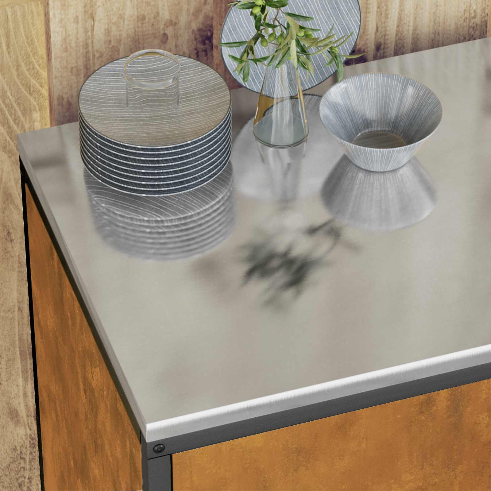 Meuble de rangement de cuisine HATTEM Rouillé 90 x 50 x 92 cm - XIOS