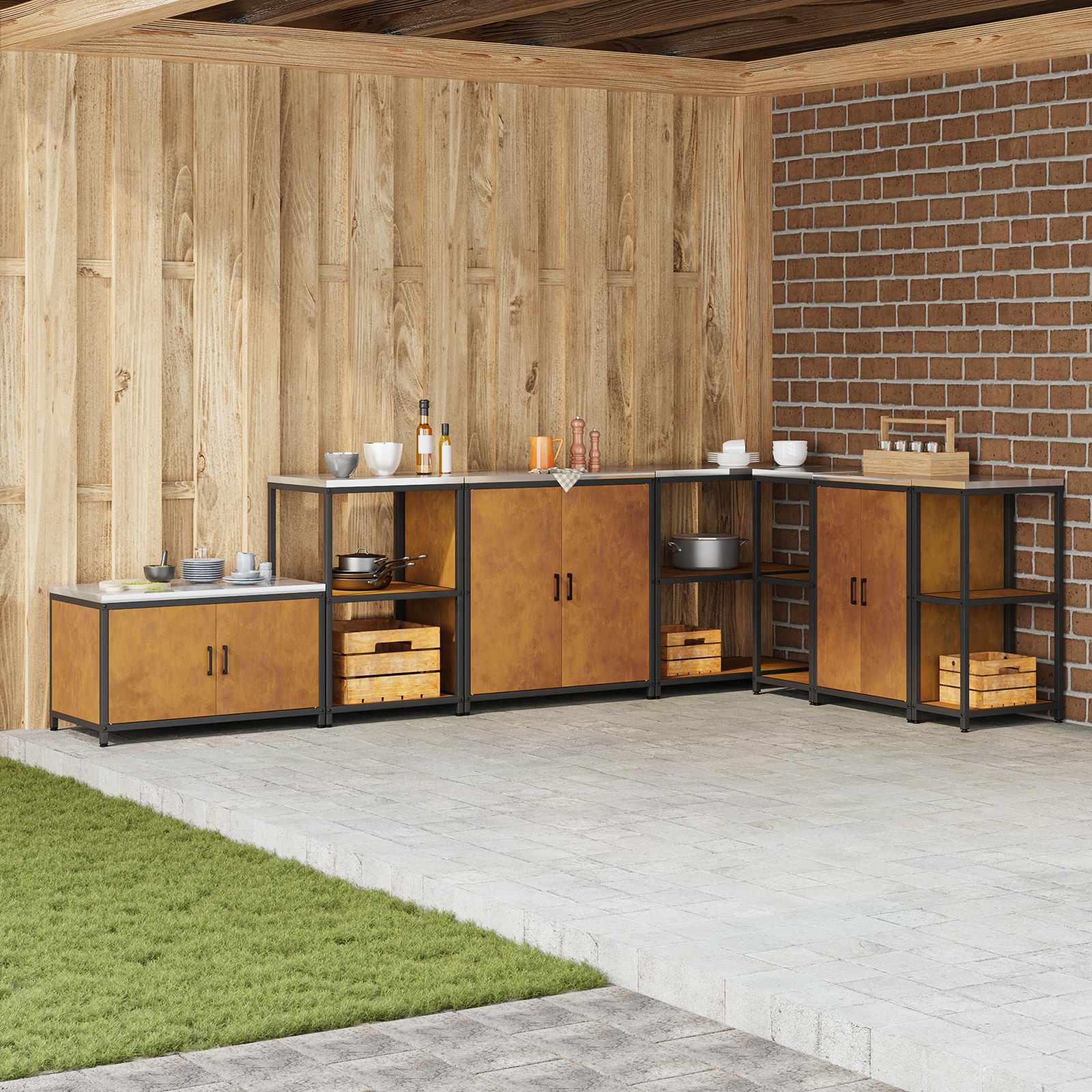 Meuble de rangement de cuisine HATTEM Rouillé 90 x 50 x 92 cm