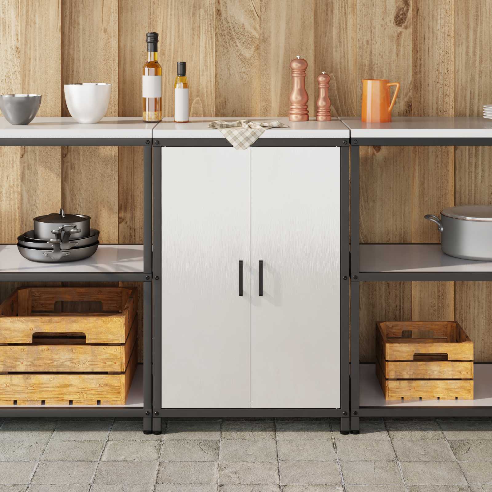 Meuble de rangement de cuisine HATTEM Argenté 60 x 50 x 92 cm - XIOS