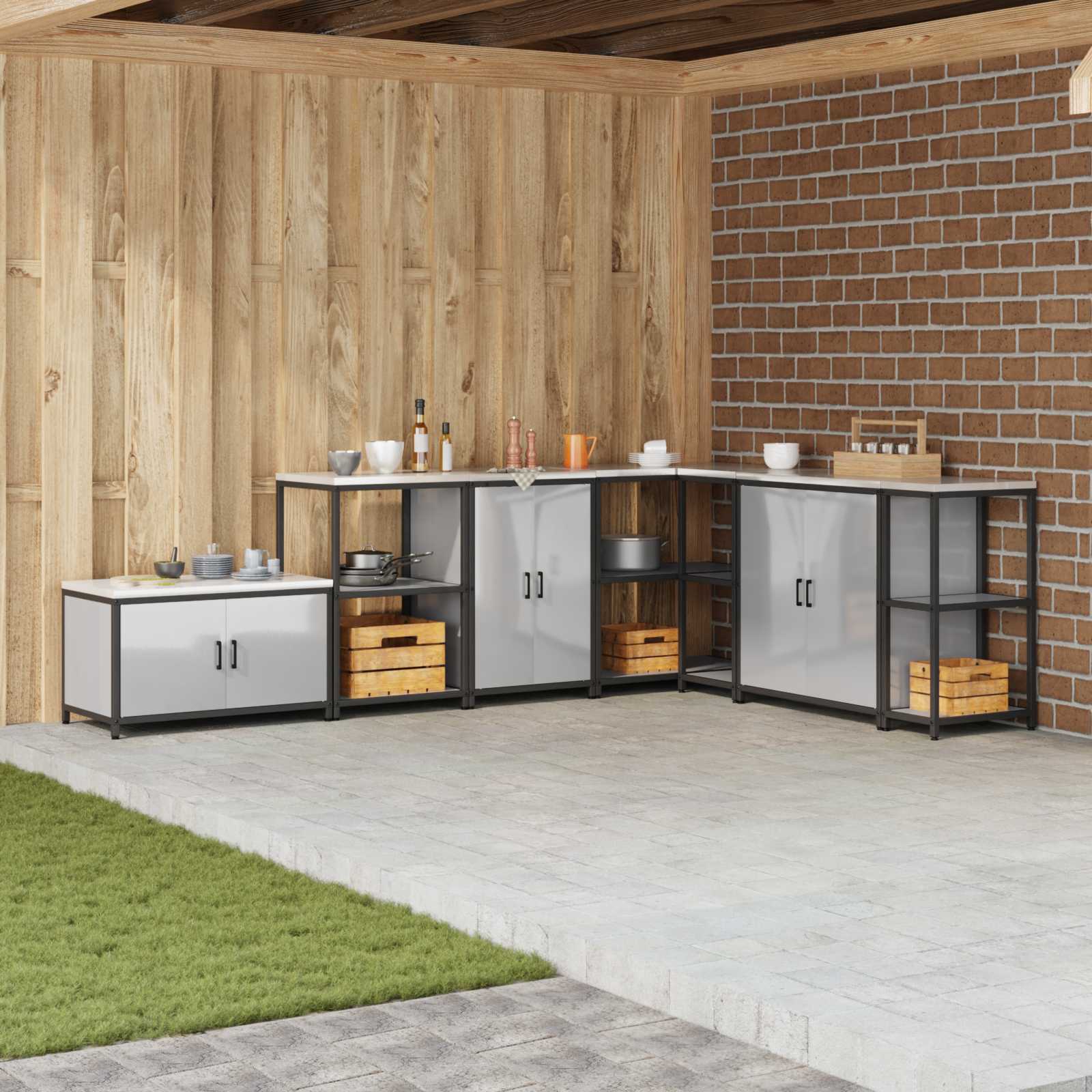 Meuble de rangement de cuisine HATTEM Argenté 60 x 50 x 92 cm - XIOS