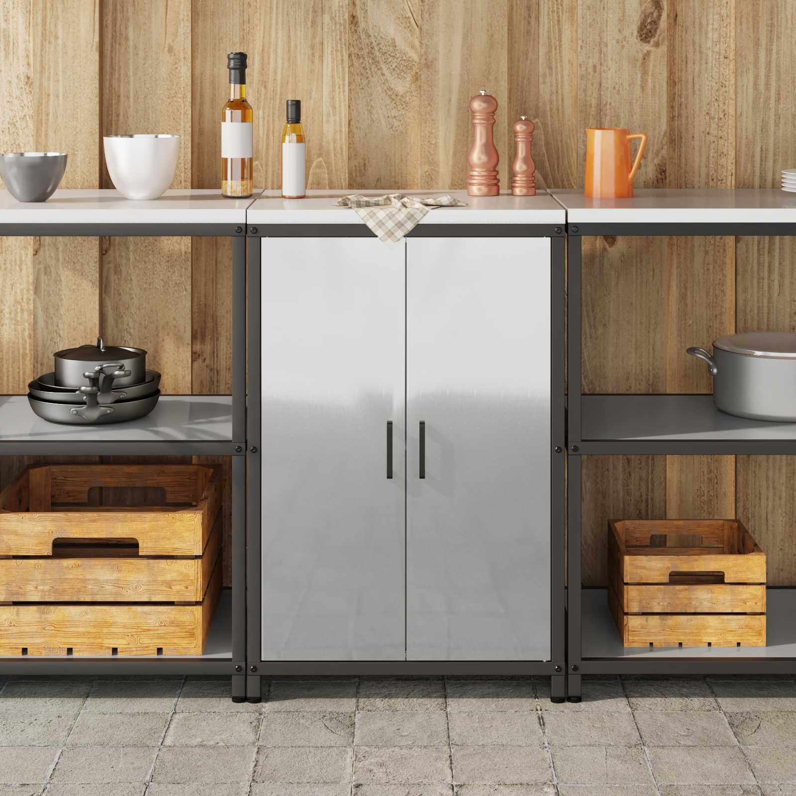 Meuble de rangement de cuisine HATTEM Argenté 60 x 50 x 92 cm - XIOS