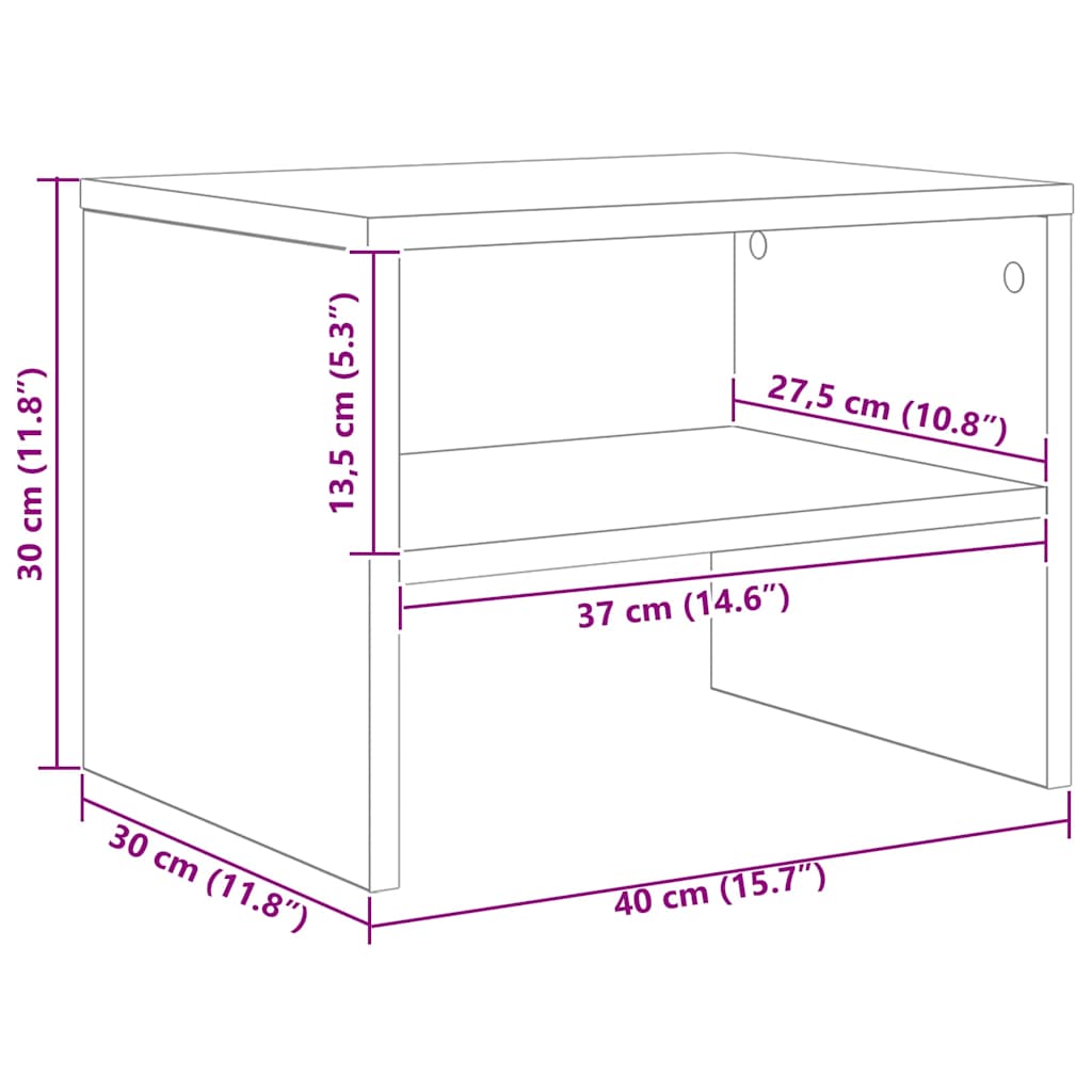 Cabinet de chevet Chêne noir 40 x 40 x 30 cm Bois d'ingénierie - XIOS