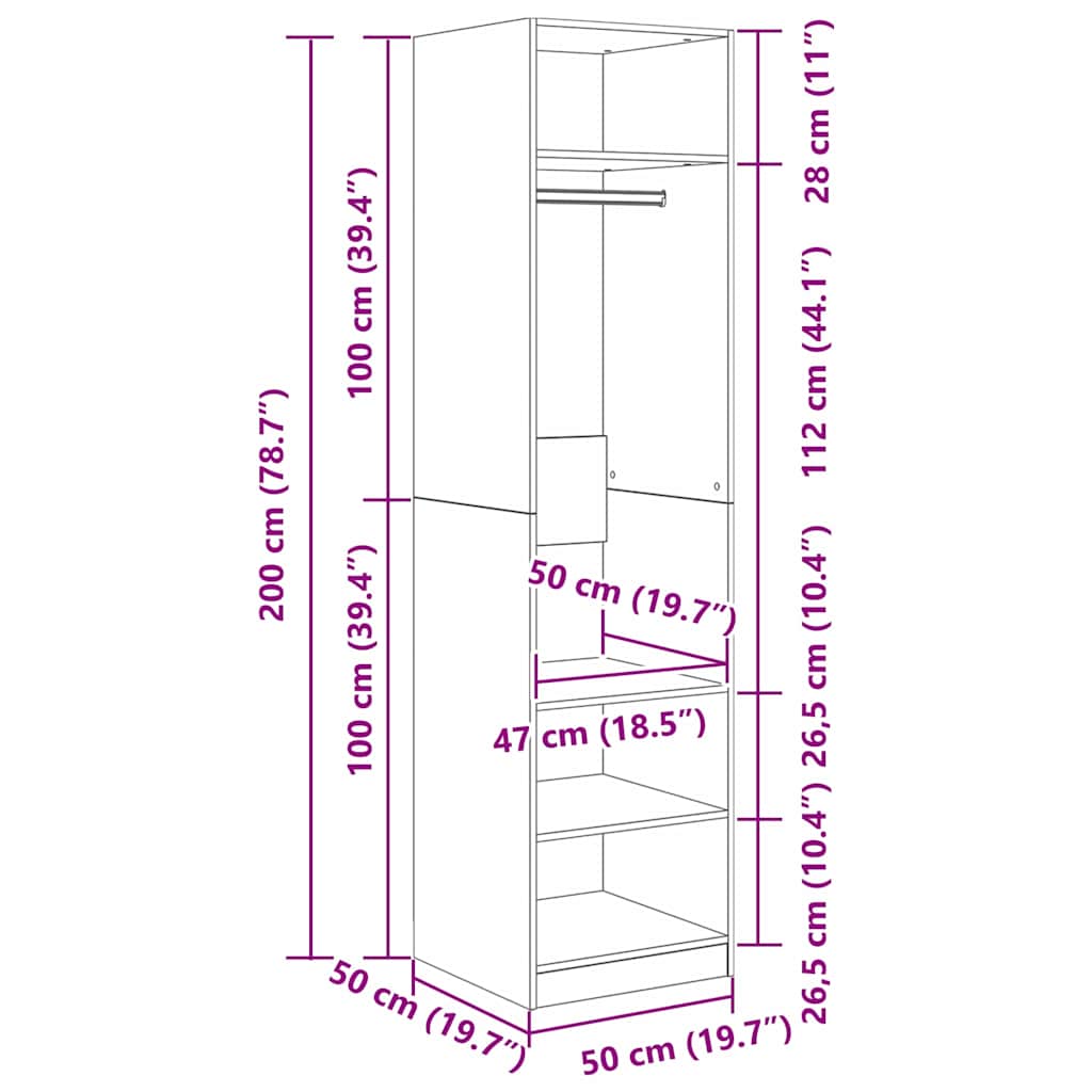 Armoire avec étagère chêne artisanal Bois d'ingénierie - XIOS