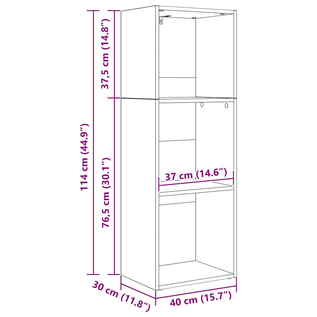 Bibliothèque Chêne noir 40 x 30 x 114 cm Bois d'ingénierie - XIOS