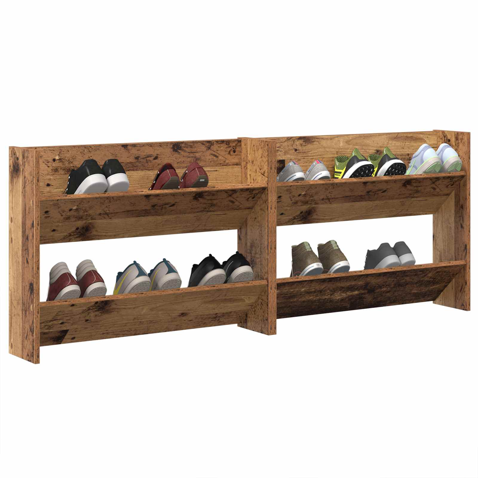 Cabinet à chaussures 2 pcs Bois ancien 80 x 18 x 60 cm - XIOS