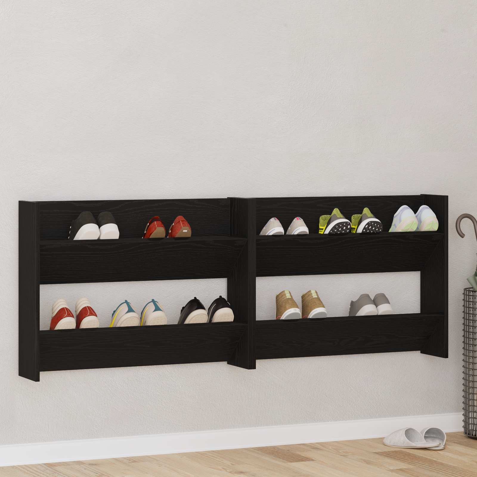 Cabinet à chaussures 2 pcs Chêne noir 83 x 18 x 60 cm - XIOS