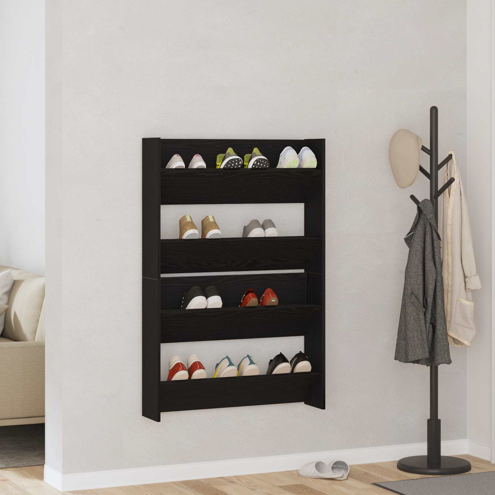 Cabinet à chaussures 2 pcs Chêne noir 83 x 18 x 60 cm - XIOS
