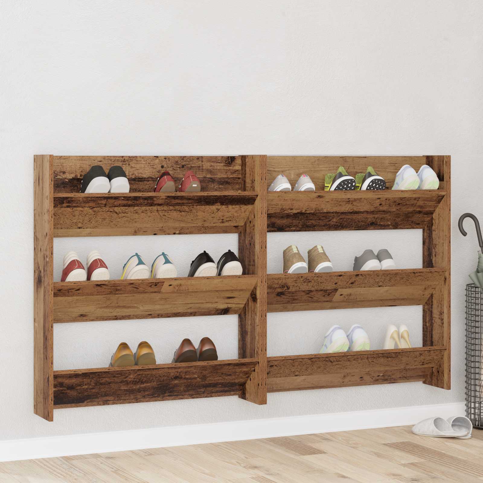 Cabinet à chaussures 2 pcs Bois ancien 84 x 18 x 90 cm - XIOS