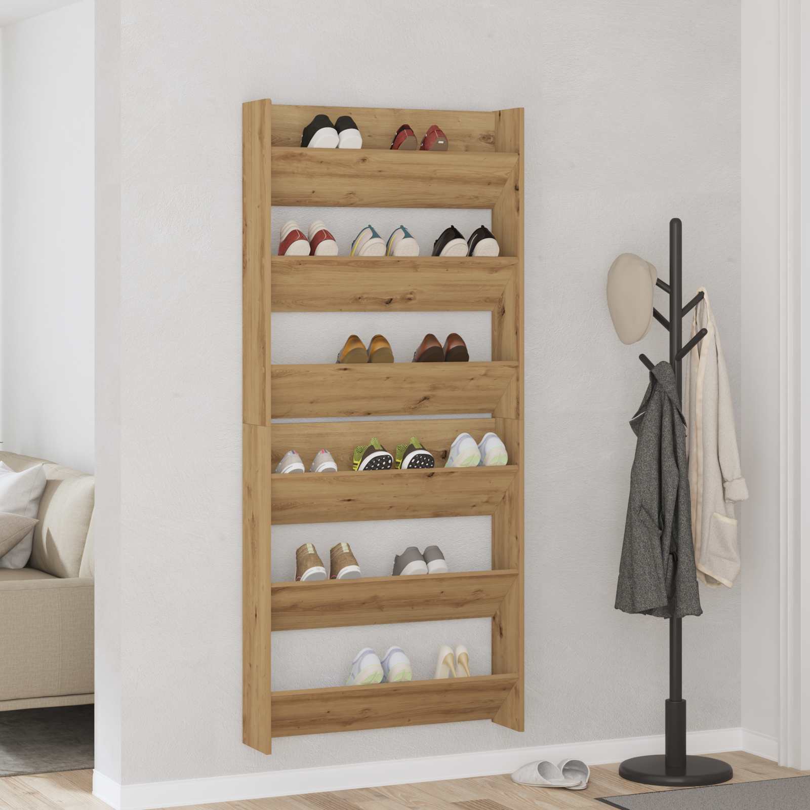 Cabinet à chaussures 2 pcs Chêne artisanal 85 x 18 x 90 cm - XIOS