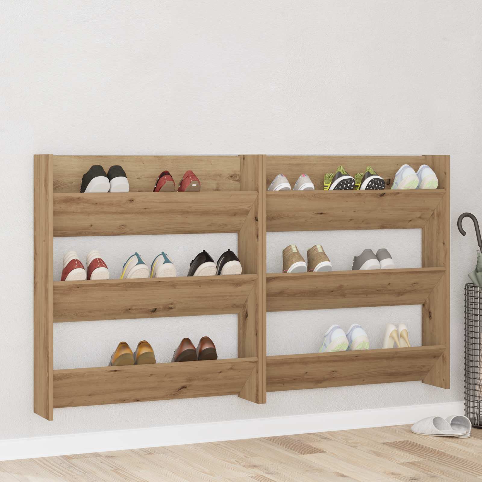 Cabinet à chaussures 2 pcs Chêne artisanal 85 x 18 x 90 cm - XIOS