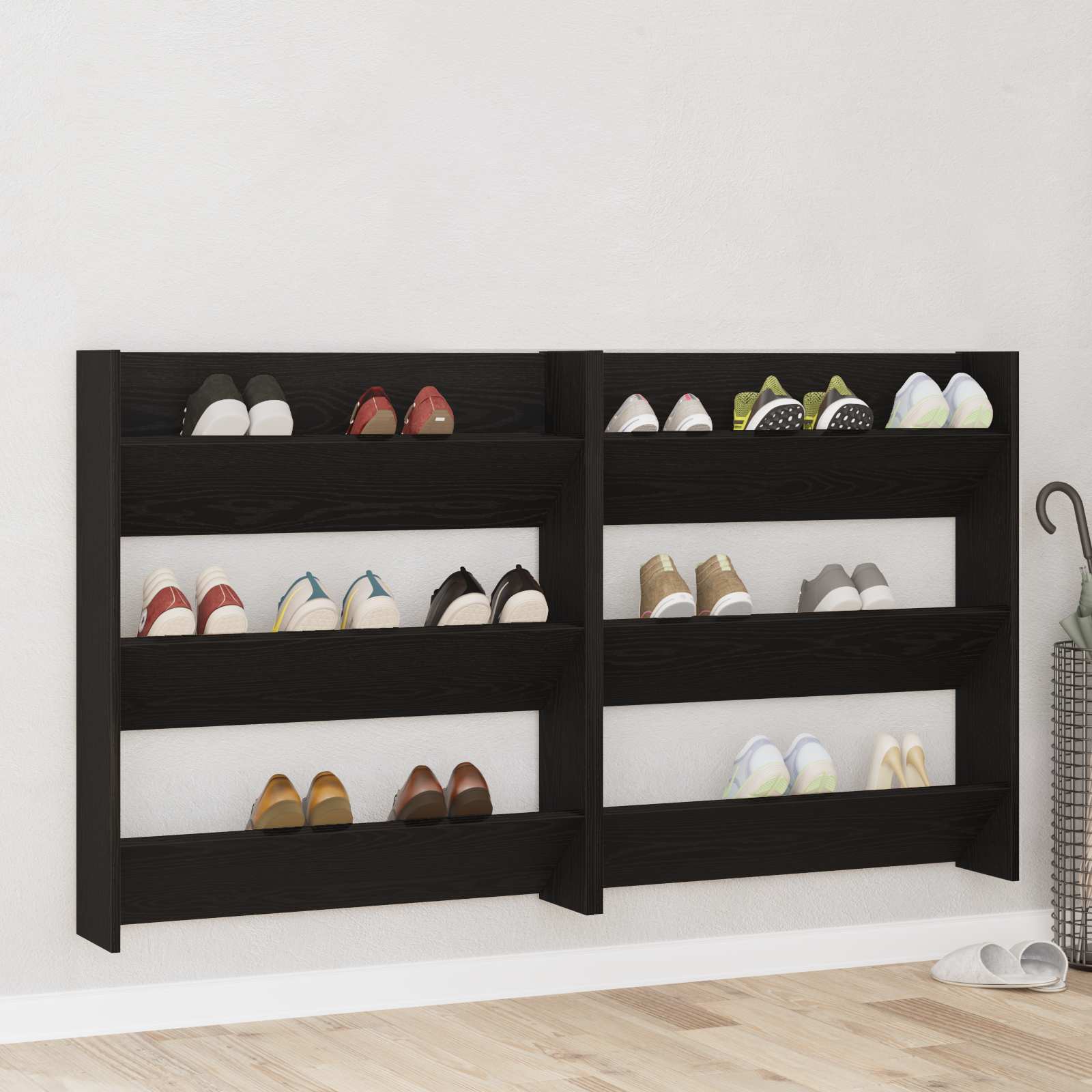 Cabinet à chaussures 2 pcs Chêne noir 86 x 18 x 90 cm - XIOS