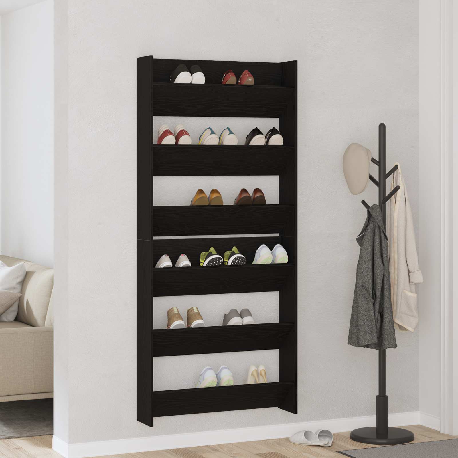 Cabinet à chaussures 2 pcs Chêne noir 86 x 18 x 90 cm - XIOS