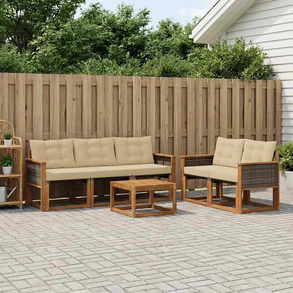 Ensemble de canapés d'extérieur 6 pcs Naturel et Beige - XIOS