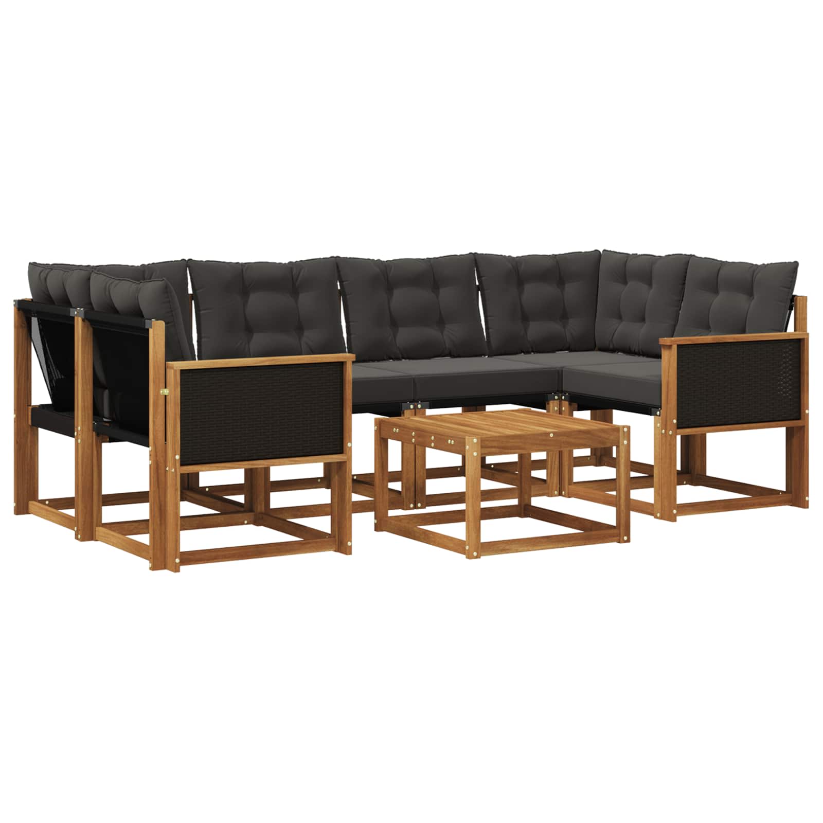 Ensemble de canapés d'extérieur 7 pcs Naturel et noir - XIOS