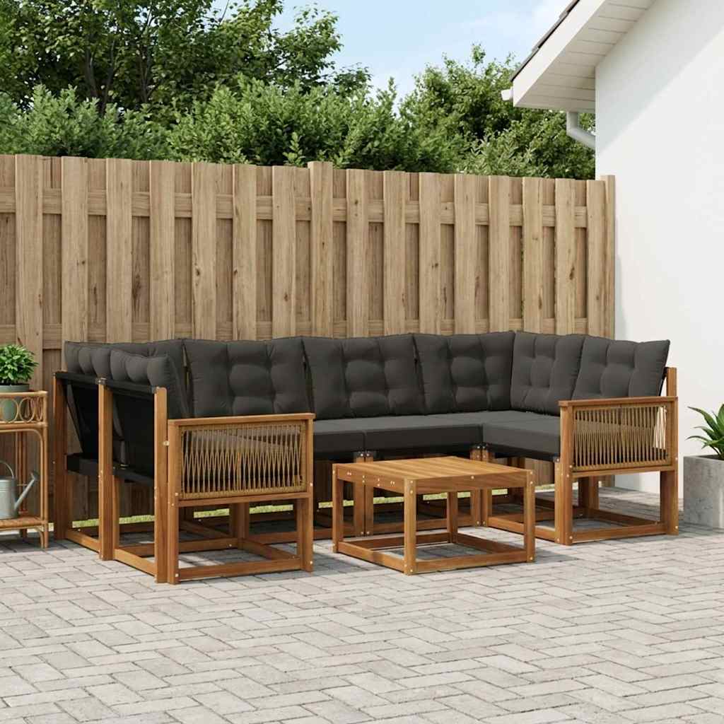 Ensemble de canapés d'extérieur 7 pcs Naturel et noir - XIOS