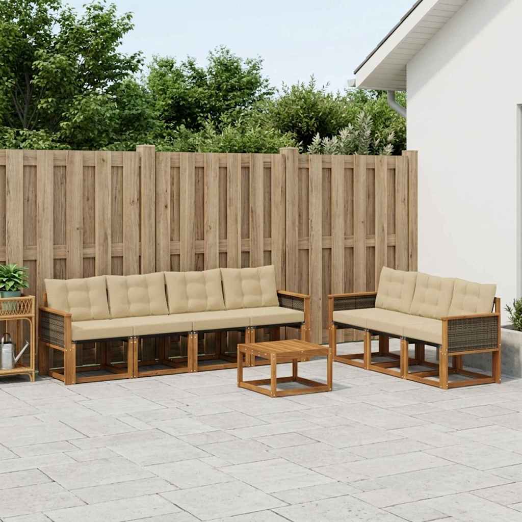 Ensemble de canapés d'extérieur 8 pcs Naturel et Beige - XIOS