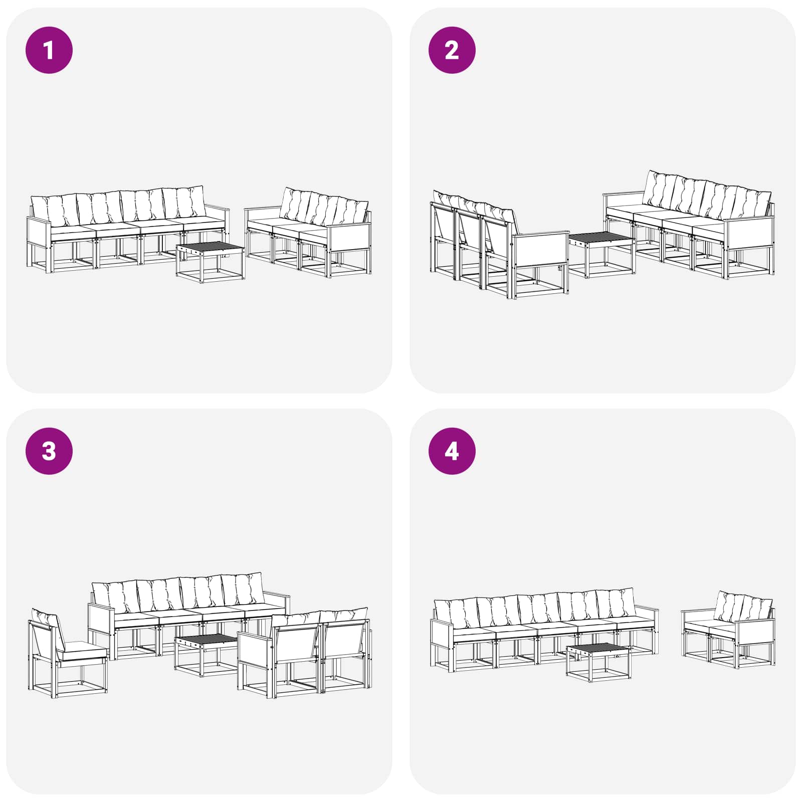 Ensemble de canapés d'extérieur 8 pcs Naturel et Beige - XIOS