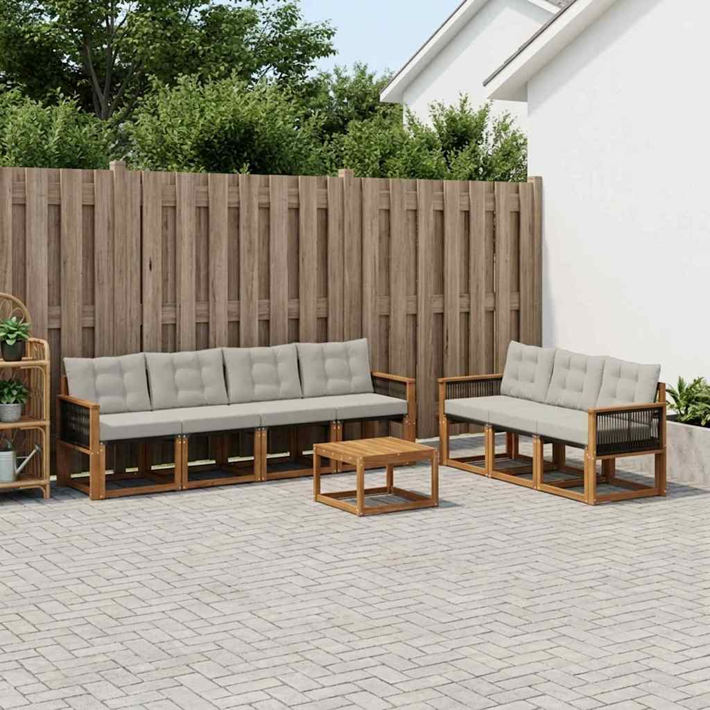 Ensemble de canapés d'extérieur 8 pcs Naturel et gris clair - XIOS
