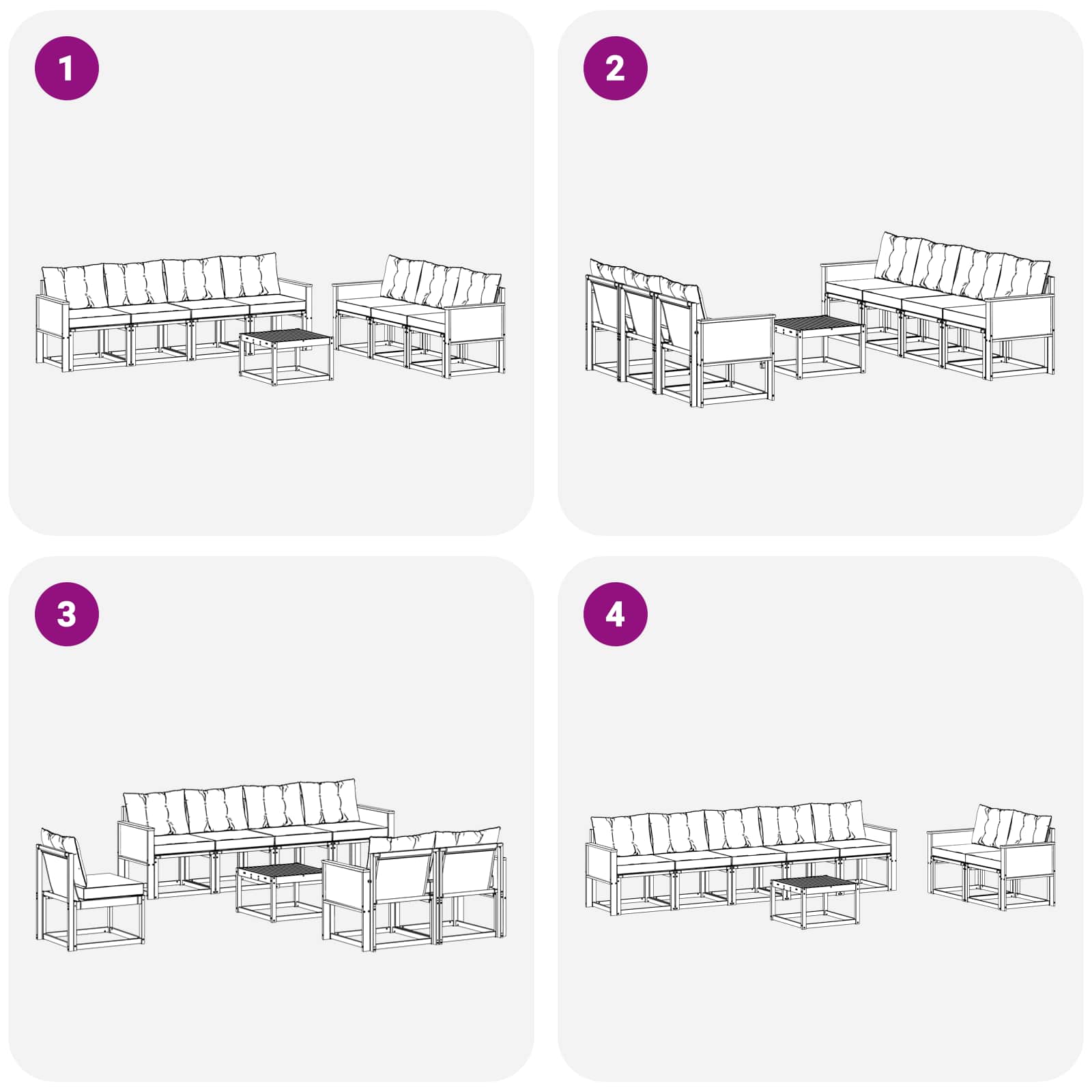 Ensemble de canapés d'extérieur 8 pcs Naturel et noir - XIOS
